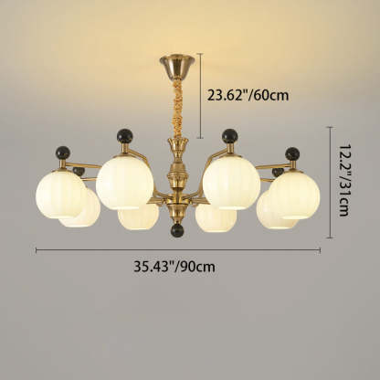 Chinese Glass Solid Wood Iron Copper Branching Chandelier