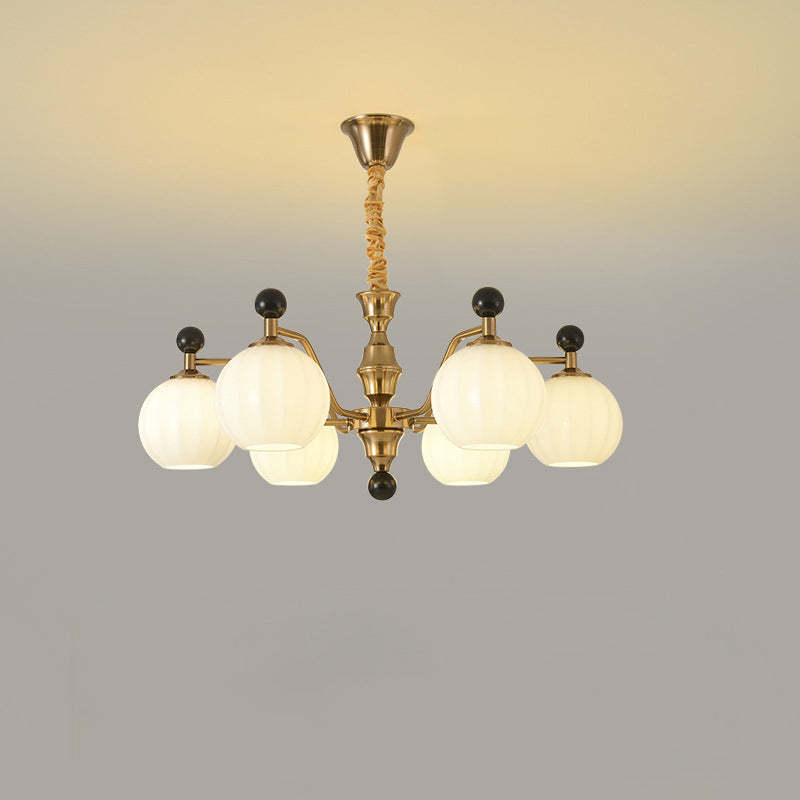 Chinese Glass Solid Wood Iron Copper Branching Chandelier