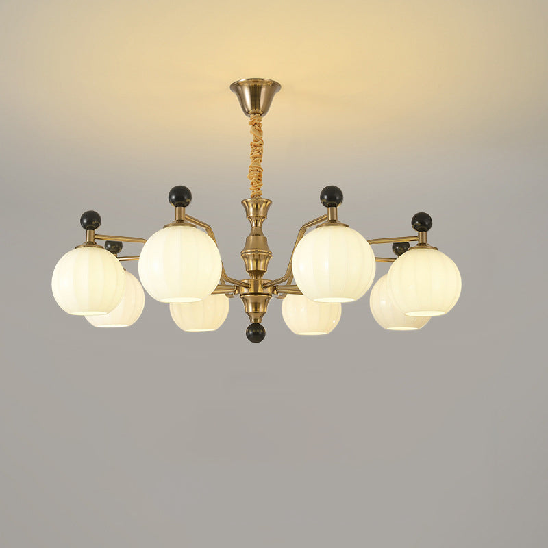 Chinese Glass Solid Wood Iron Copper Branching Chandelier