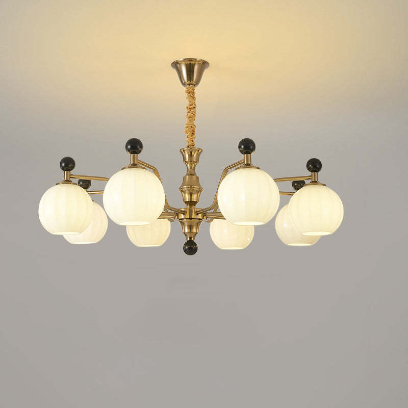 Chinese Glass Solid Wood Iron Copper Branching Chandelier