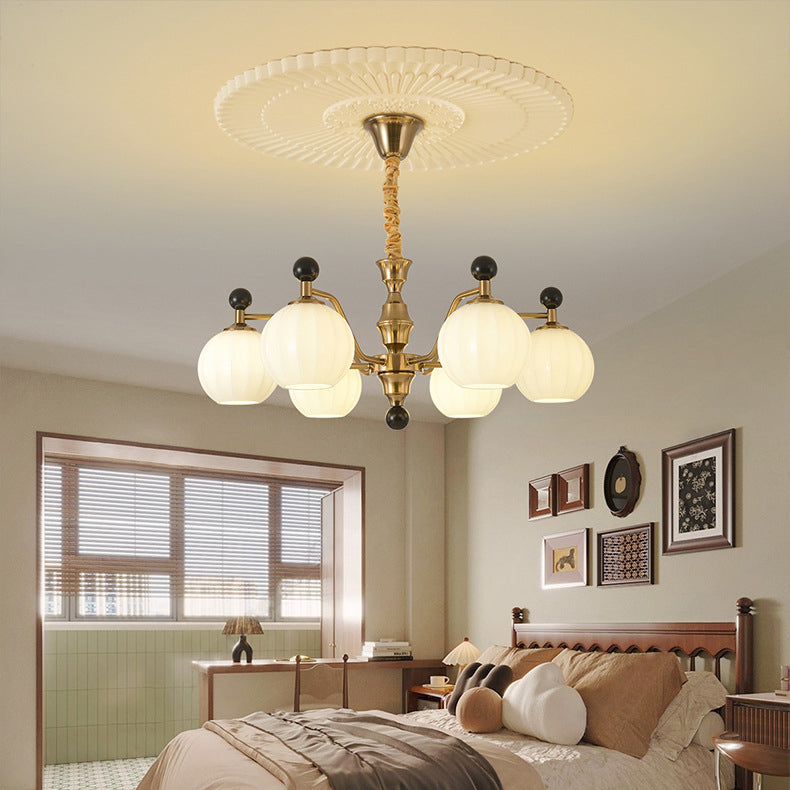 Chinese Glass Solid Wood Iron Copper Branching Chandelier