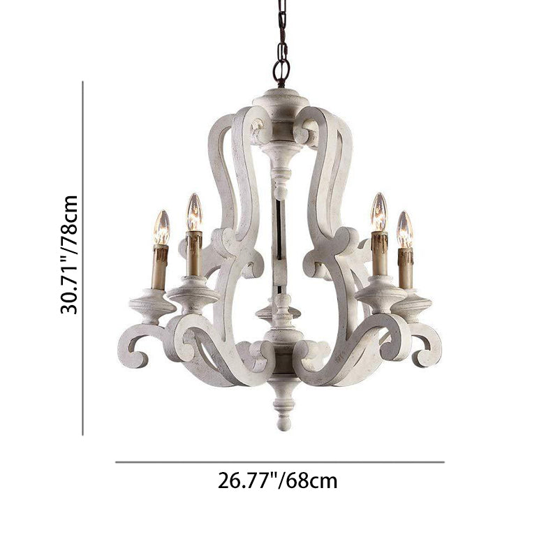 Traditional Farmhouse Wood Branch Candle Chandelier — 220V-240V For UK/AU