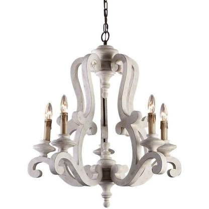 Traditional Farmhouse Wood Branch Candle Chandelier