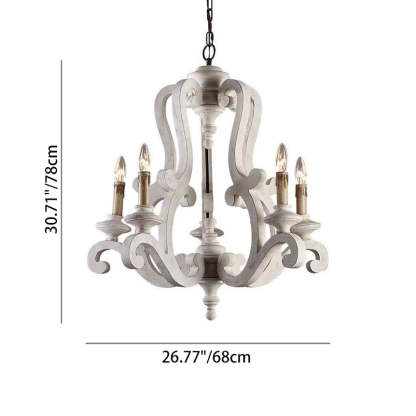 Traditional Farmhouse Wood Branch Candle Chandelier — 220V-240V For UK/AU