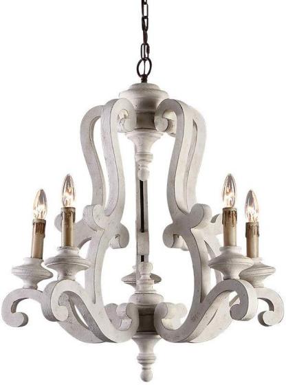 Traditional Farmhouse Wood Branch Candle Chandelier