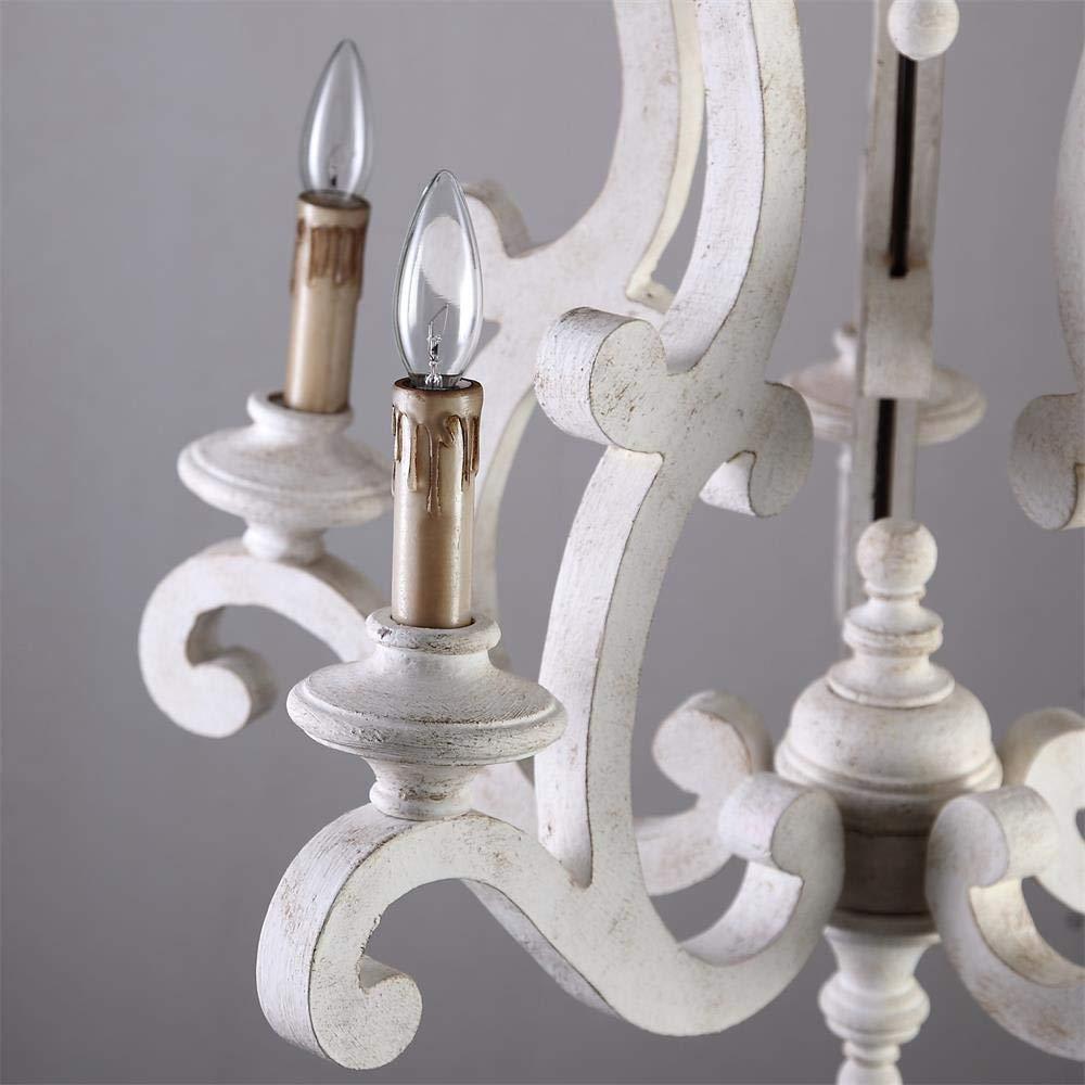 Traditional Farmhouse Wood Branch Candle Chandelier