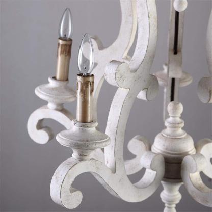 Traditional Farmhouse Wood Branch Candle Chandelier