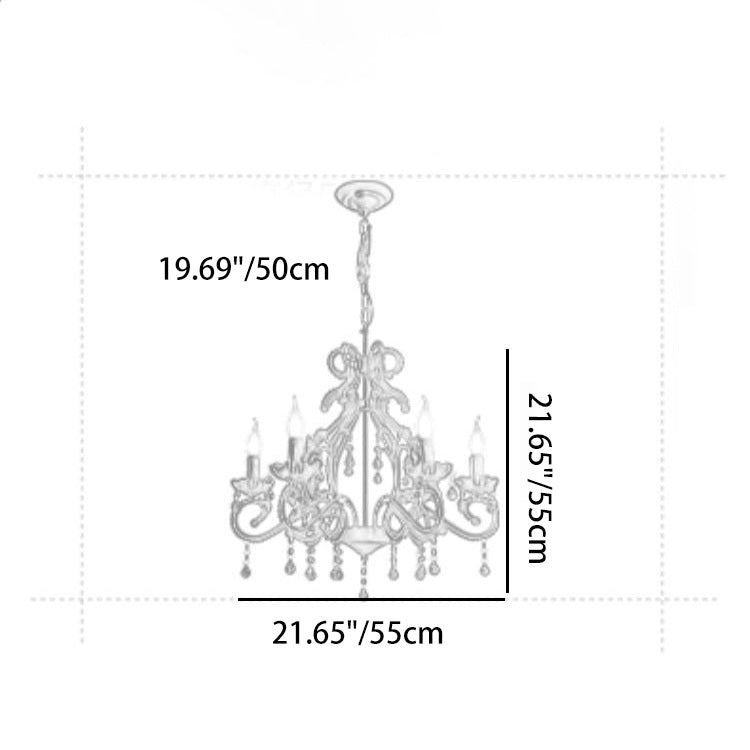 Farmhouse Crystal Iron Branch Bow Candle 6-Light Chandelier