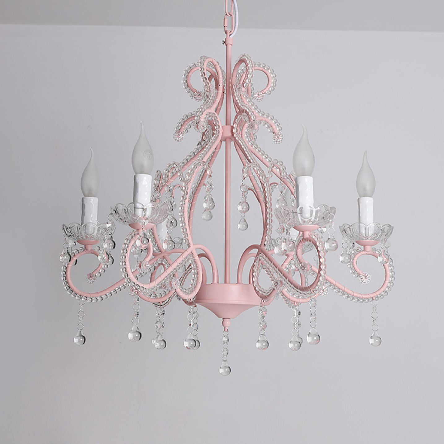 Farmhouse Crystal Iron Branch Bow Candle 6-Light Chandelier