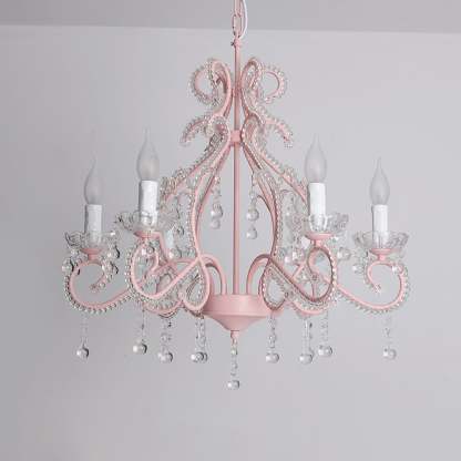 Farmhouse Crystal Iron Branch Bow Candle 6-Light Chandelier