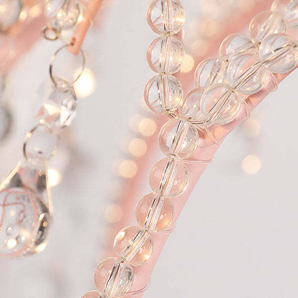 Farmhouse Crystal Iron Branch Bow Candle 6-Light Chandelier