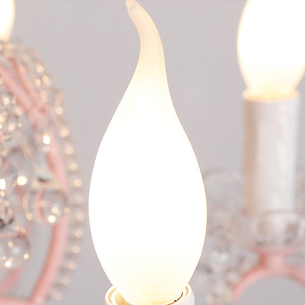 Farmhouse Crystal Iron Branch Bow Candle 6-Light Chandelier