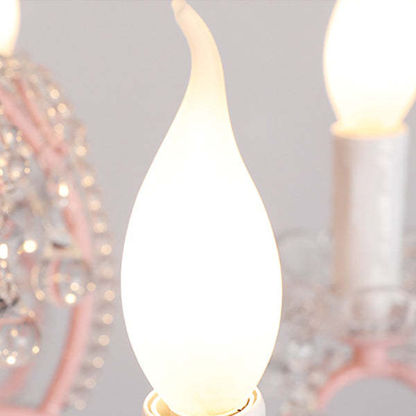 Farmhouse Crystal Iron Branch Bow Candle 6-Light Chandelier