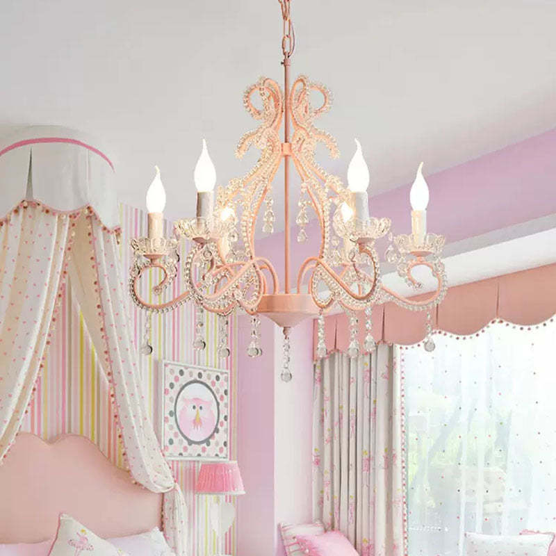 Farmhouse Crystal Iron Branch Bow Candle 6-Light Chandelier — 110V-120V For US/CA