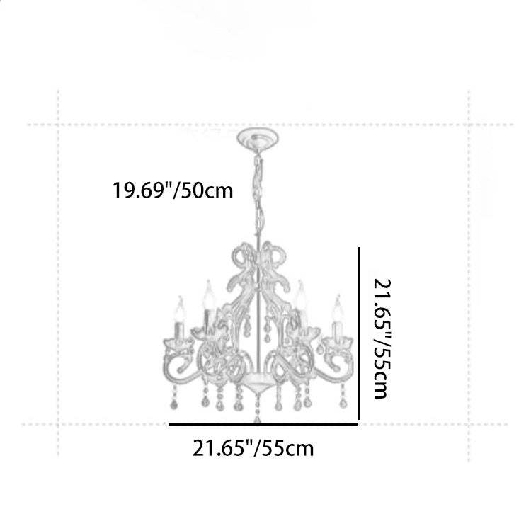 Farmhouse Crystal Iron Branch Bow Candle 6-Light Chandelier