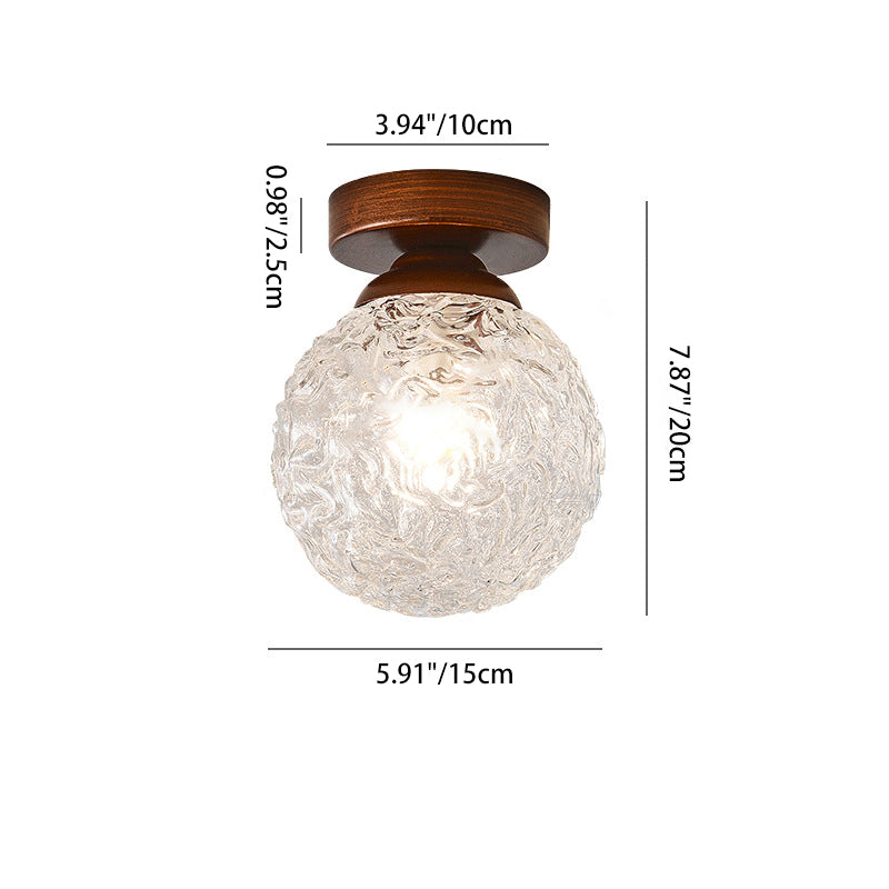 Vintage Glass Metal Globe Ceiling Light