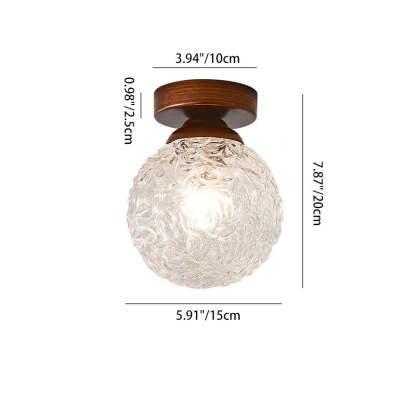 Vintage Glass Metal Globe Ceiling Light