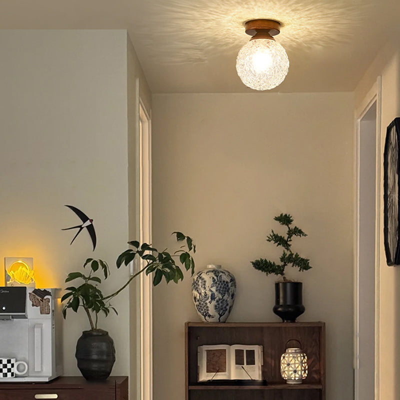 Vintage Glass Metal Globe Ceiling Light — 220V-240V For UK/AU