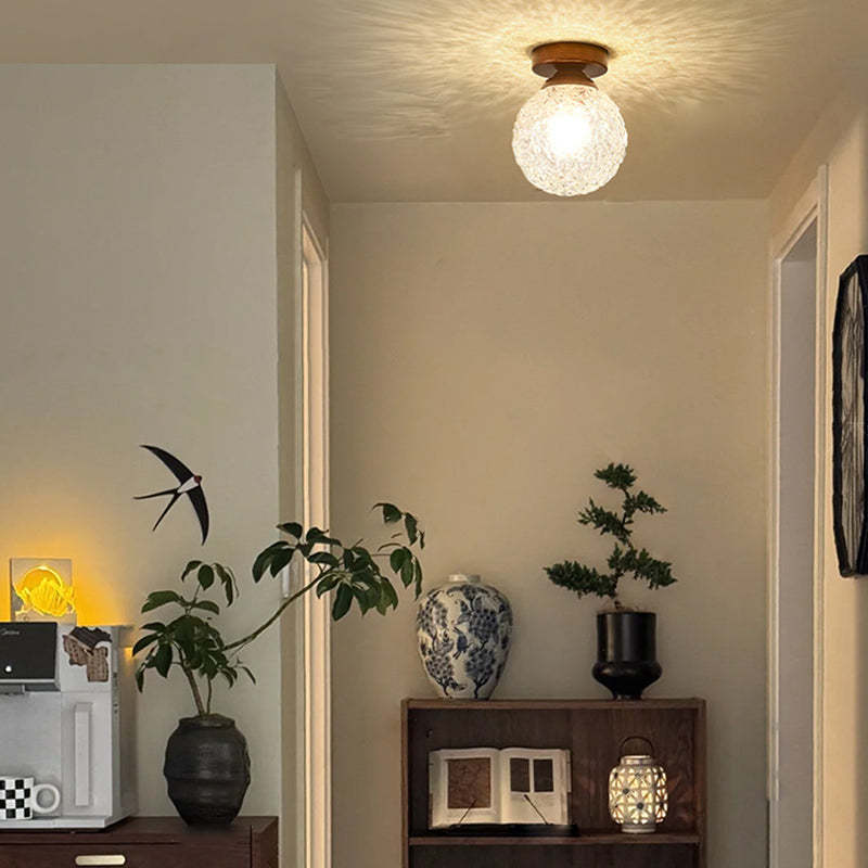 Vintage Glass Metal Globe Ceiling Light — 220V-240V For UK/AU