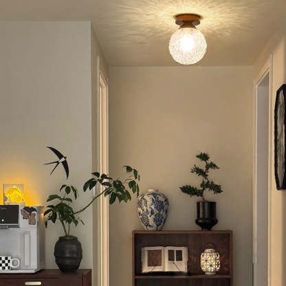 Vintage Glass Metal Globe Ceiling Light — 220V-240V For UK/AU
