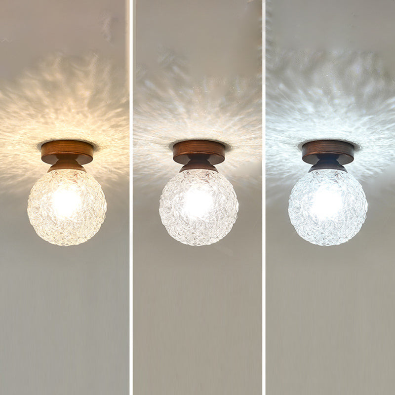 Vintage Glass Metal Globe Ceiling Light