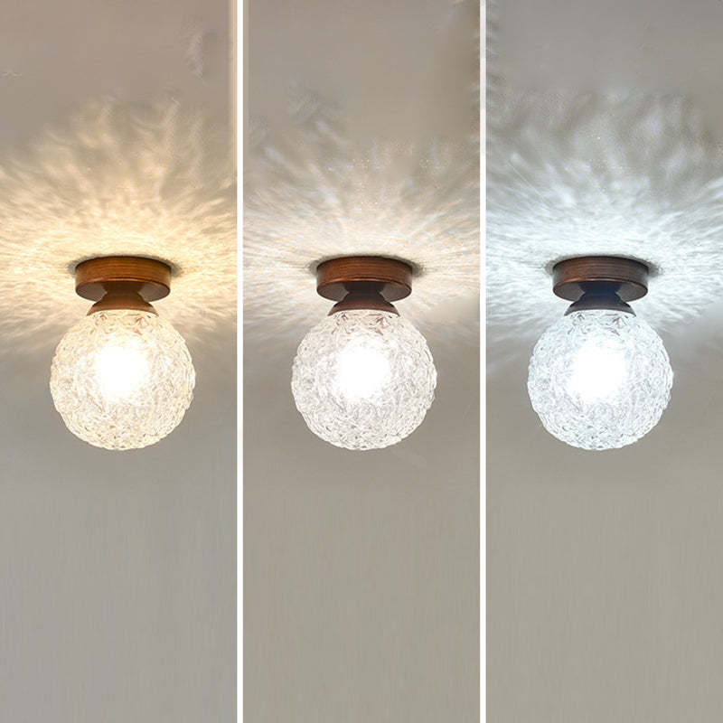 Vintage Glass Metal Globe Ceiling Light