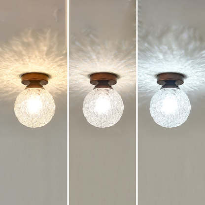 Vintage Glass Metal Globe Ceiling Light