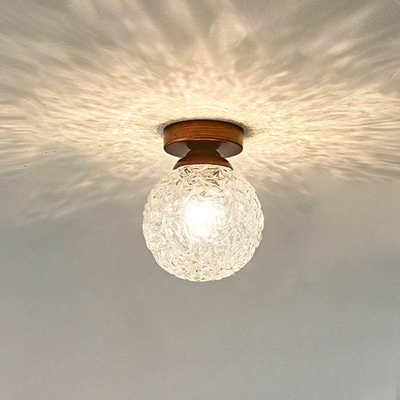 Vintage Glass Metal Globe Ceiling Light