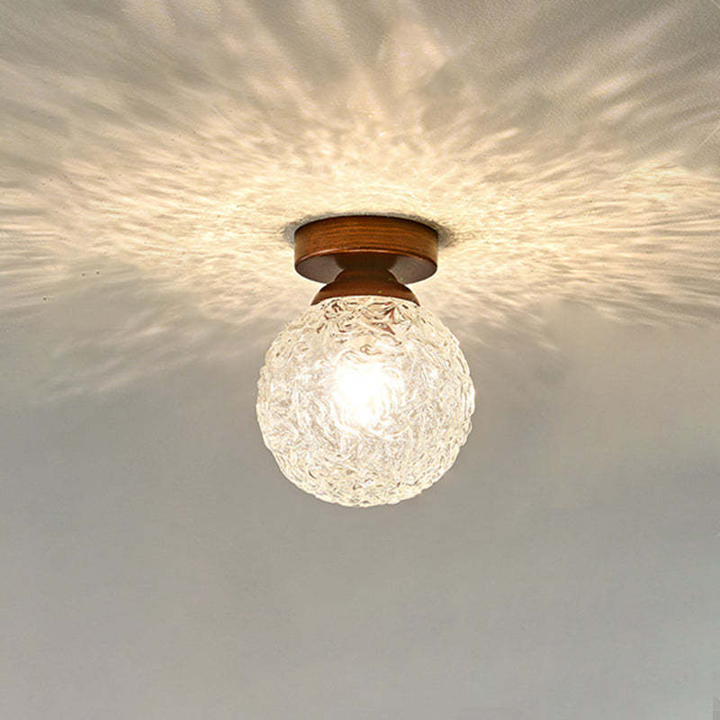 Vintage Glass Metal Globe Ceiling Light