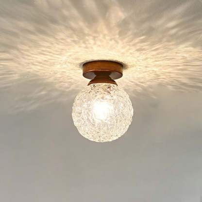 Vintage Glass Metal Globe Ceiling Light