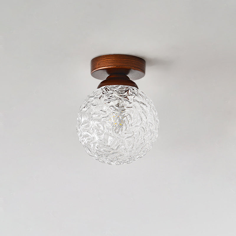 Vintage Glass Metal Globe Ceiling Light