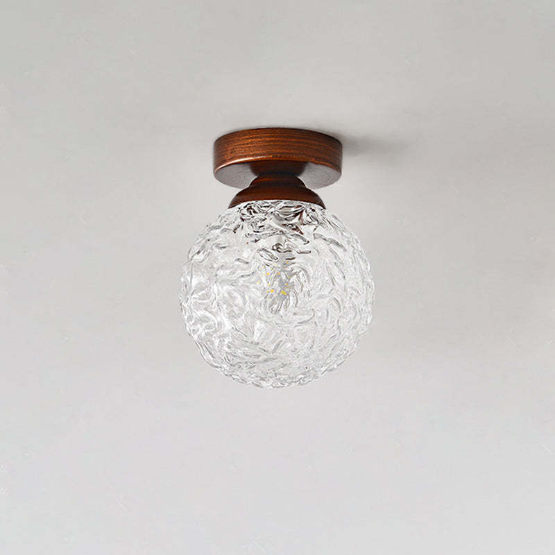Vintage Glass Metal Globe Ceiling Light