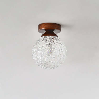 Vintage Glass Metal Globe Ceiling Light