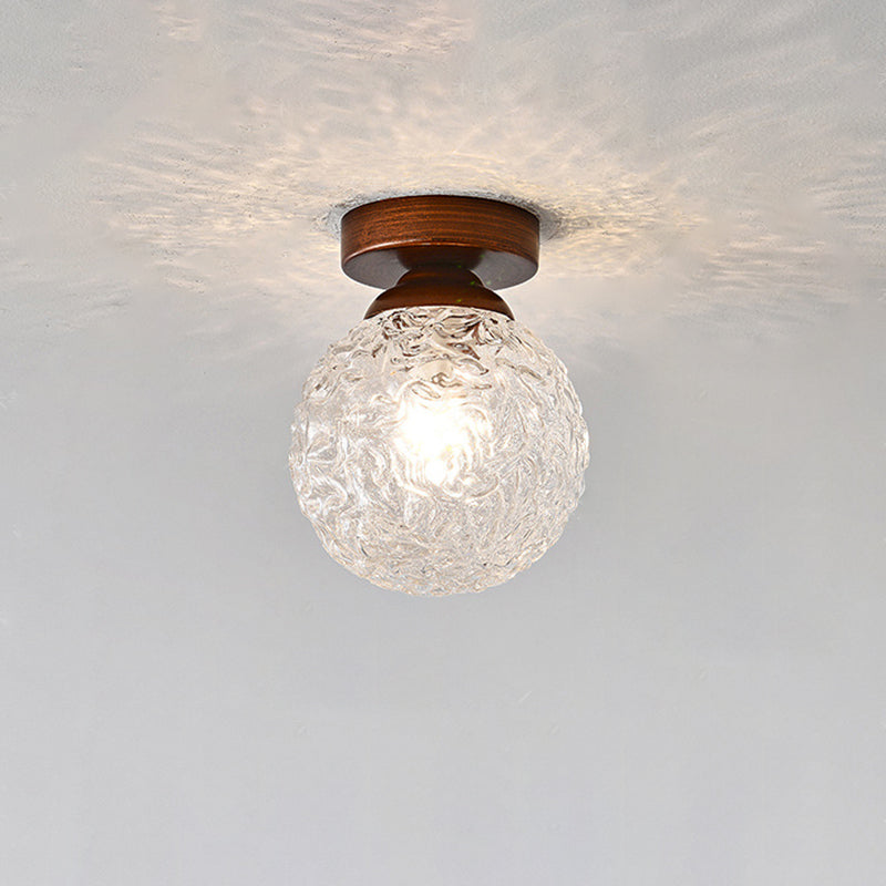 Vintage Glass Metal Globe Ceiling Light