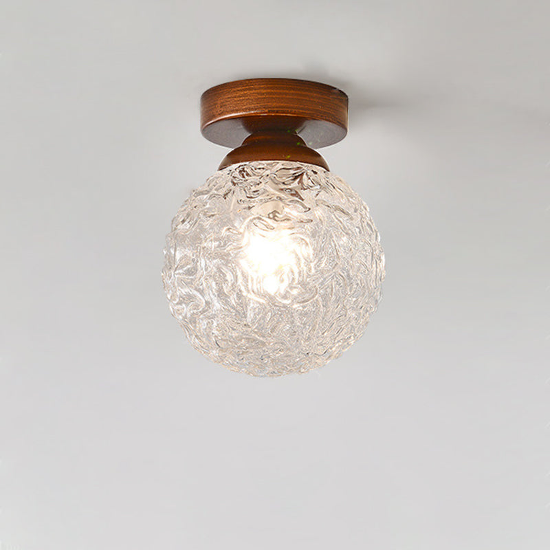 Vintage Glass Metal Globe Ceiling Light