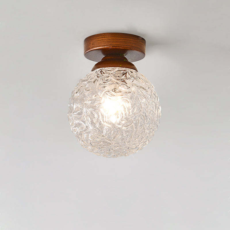 Vintage Glass Metal Globe Ceiling Light