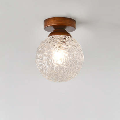 Vintage Glass Metal Globe Ceiling Light