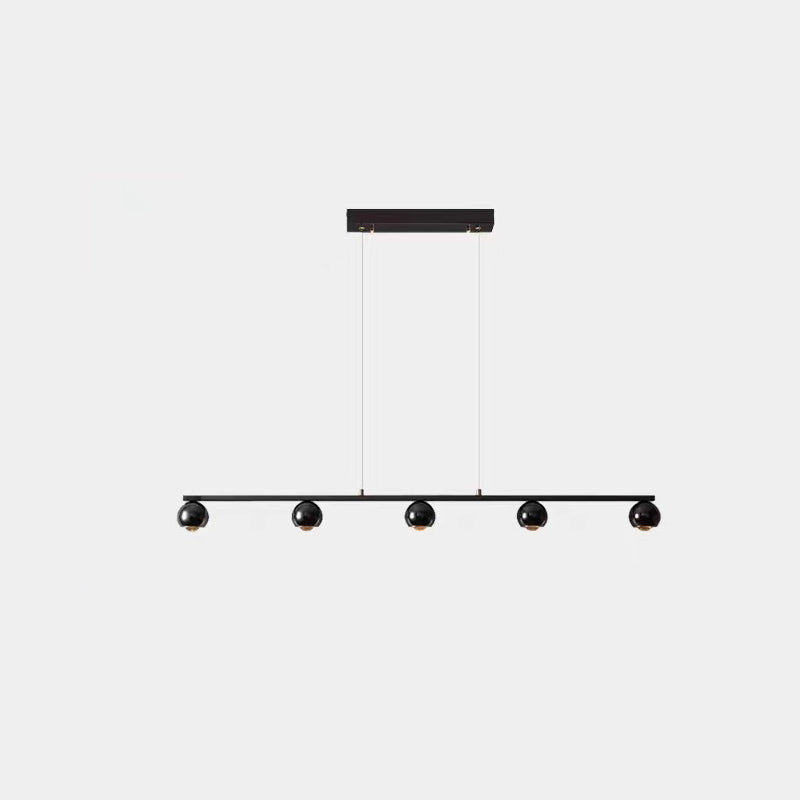 Scandinavian Iron Aluminum Linear Globe Chandelier