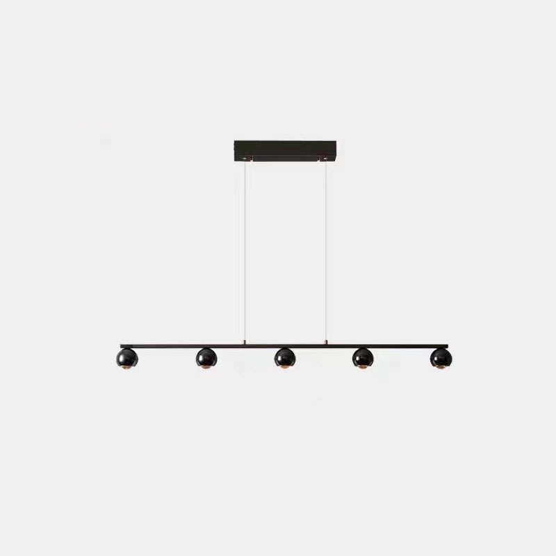 Scandinavian Iron Aluminum Linear Globe Chandelier