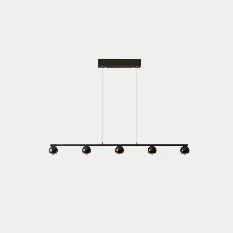 Scandinavian Iron Aluminum Linear Globe Chandelier