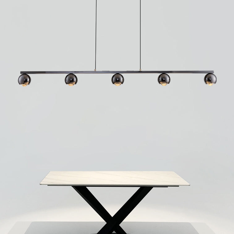 Scandinavian Iron Aluminum Linear Globe Chandelier