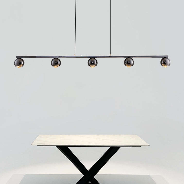 Scandinavian Iron Aluminum Linear Globe Chandelier