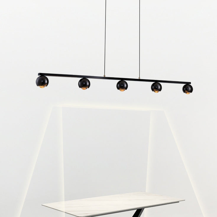 Scandinavian Iron Aluminum Linear Globe Chandelier