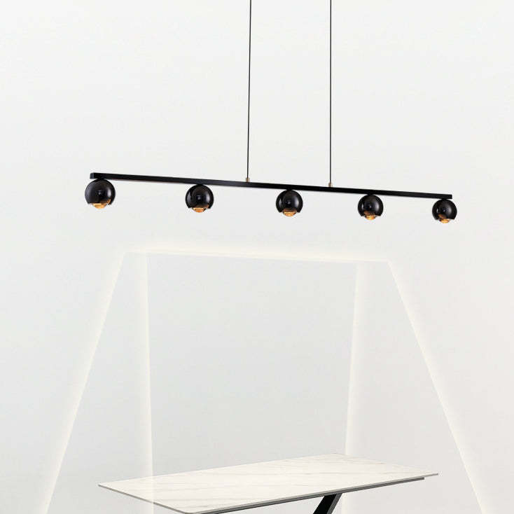 Scandinavian Iron Aluminum Linear Globe Chandelier