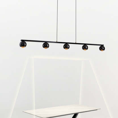 Scandinavian Iron Aluminum Linear Globe Chandelier