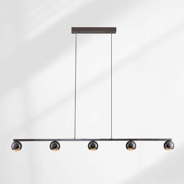 Scandinavian Iron Aluminum Linear Globe Chandelier