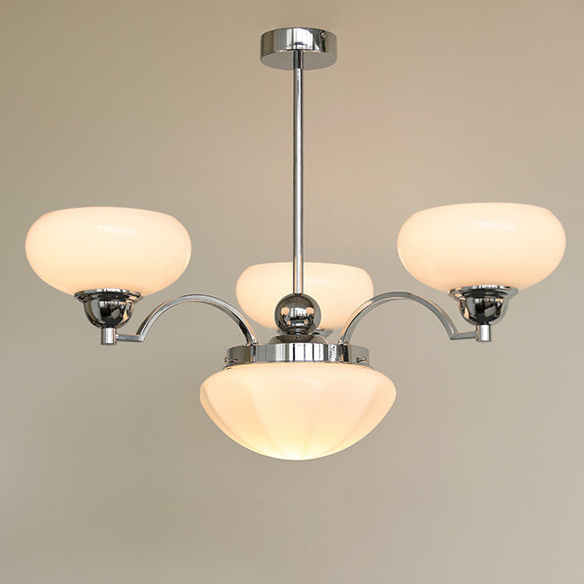 French Glass Metal Curved Branch Chandelier