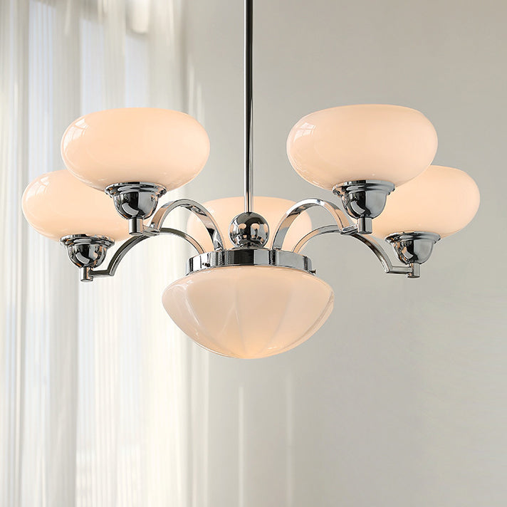 French Glass Metal Curved Branch Chandelier