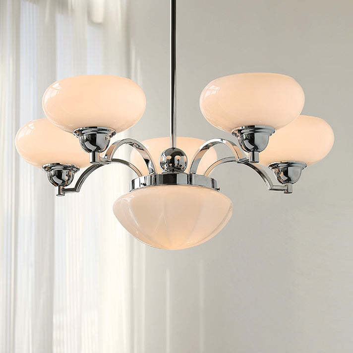 French Glass Metal Curved Branch Chandelier