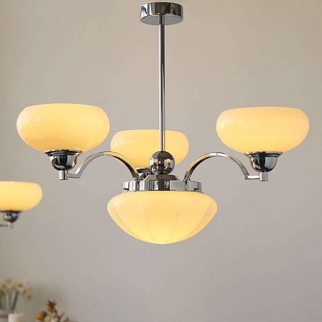 French Glass Metal Curved Branch Chandelier